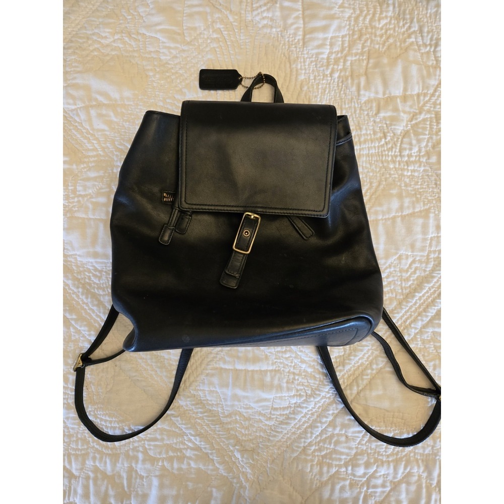 Vintage COACH Legacy G13-9827 Leather Black Backpack Day Bag Purse Brass Hangtag